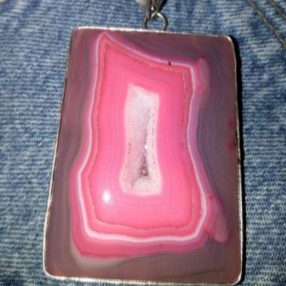 Huge Pink Agate Pendant